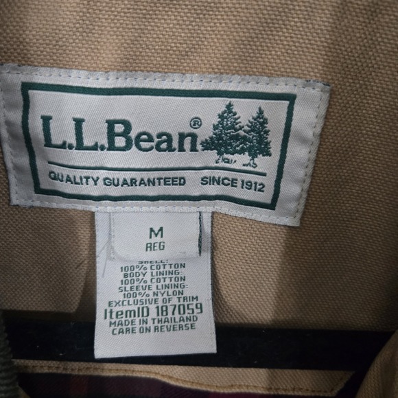 Vintage LL Bean Chore Jacket Mens Medium Duck Canvas Barn Cabin  Plaid Corduroy - Picture 3 of 10